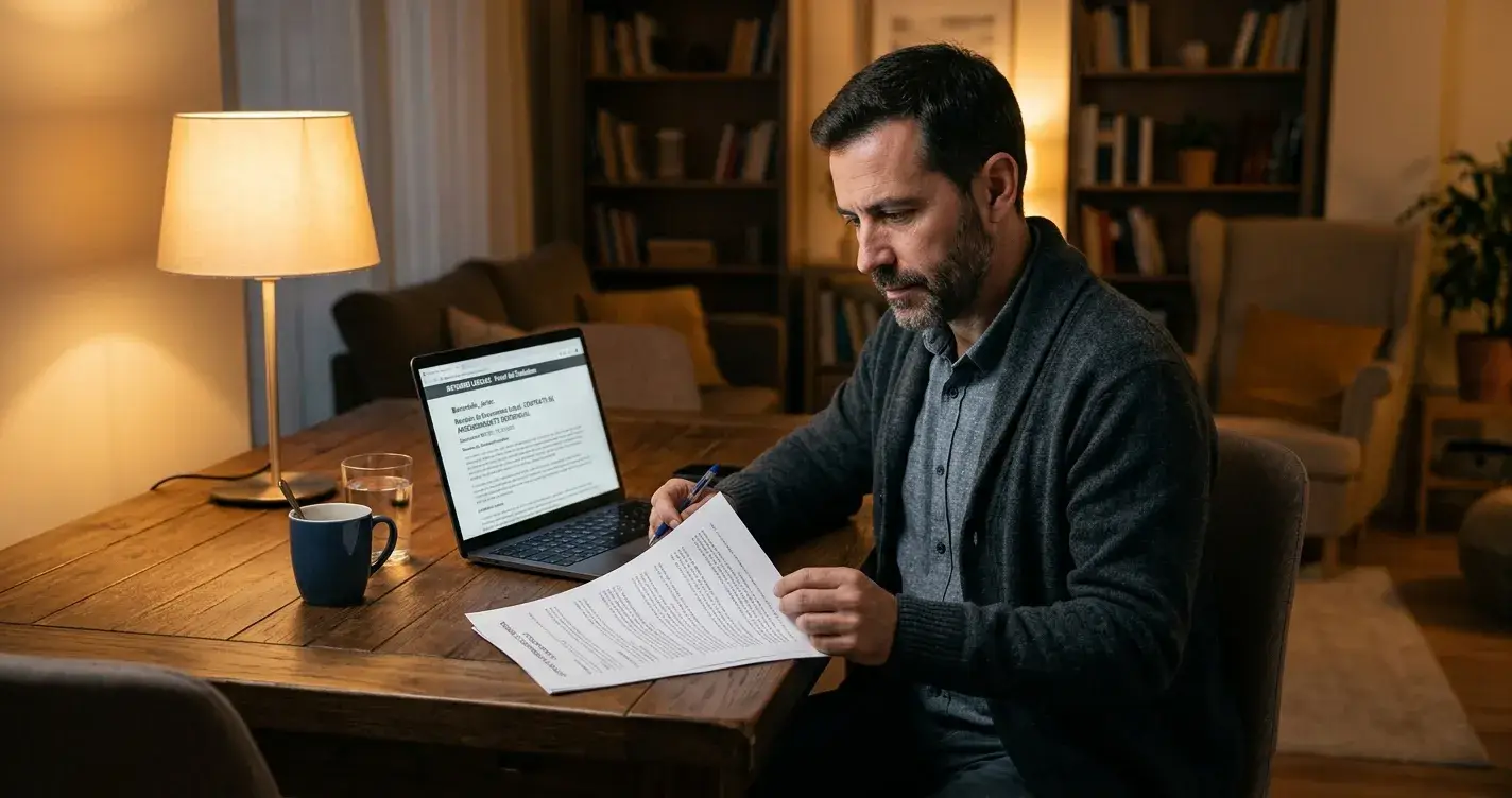 Jugador español revisando aspectos legales del juego online en casa