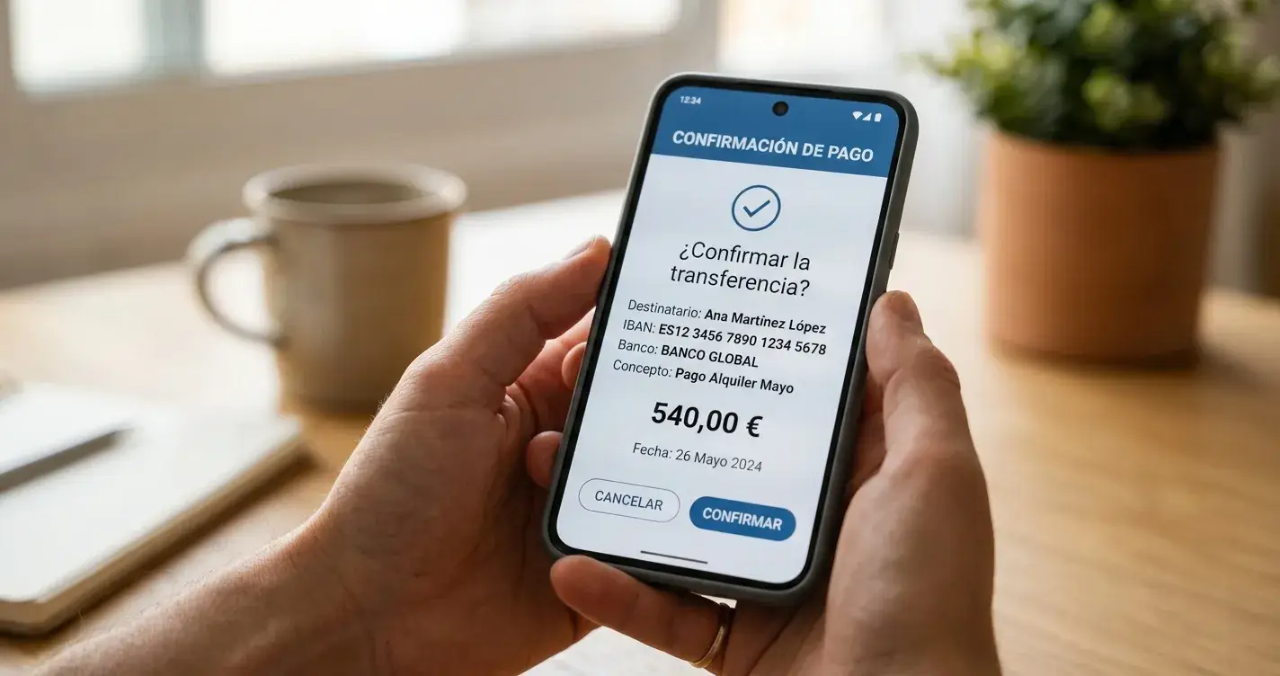 Pantalla de smartphone mostrando la app Bizum con interfaz de pago