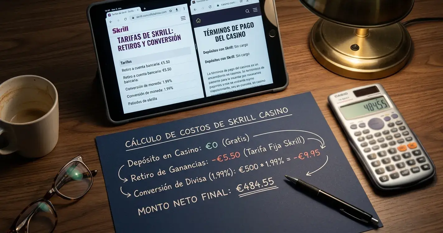 Cálculo del coste real de usar Skrill en un casino con papel y bolígrafo