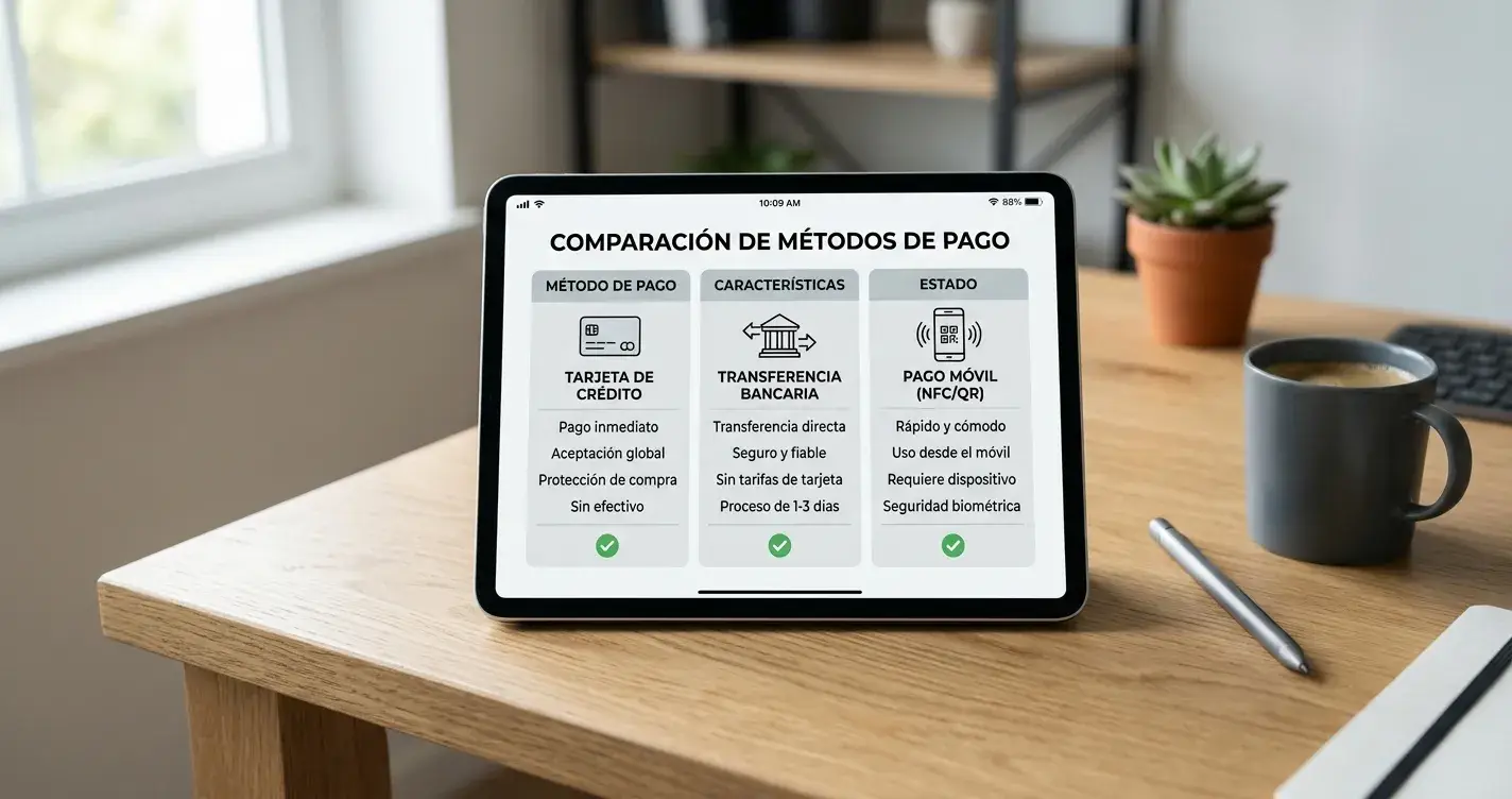 Tabla comparativa mostrando ventajas de cada método de pago para clientes CaixaBank