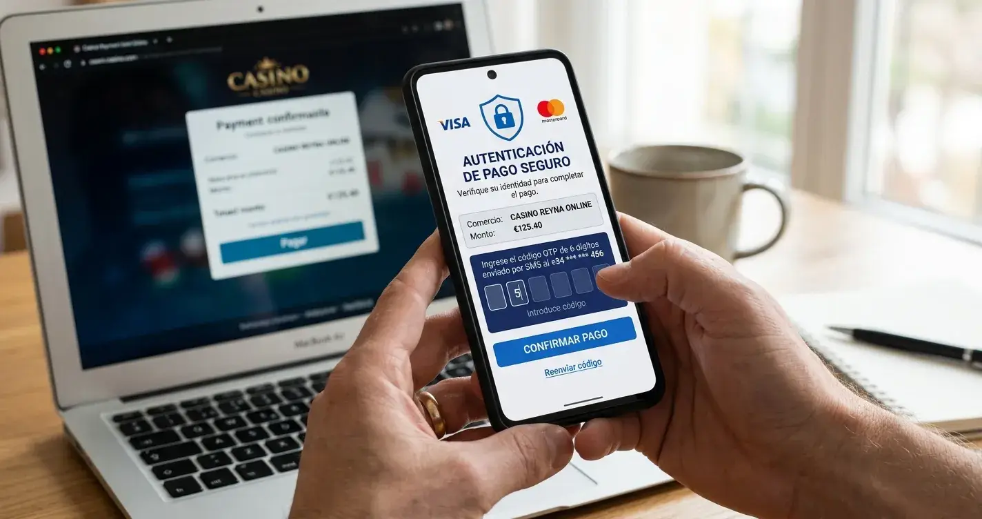 Proceso de autenticación 3D Secure en smartphone durante depósito con tarjeta