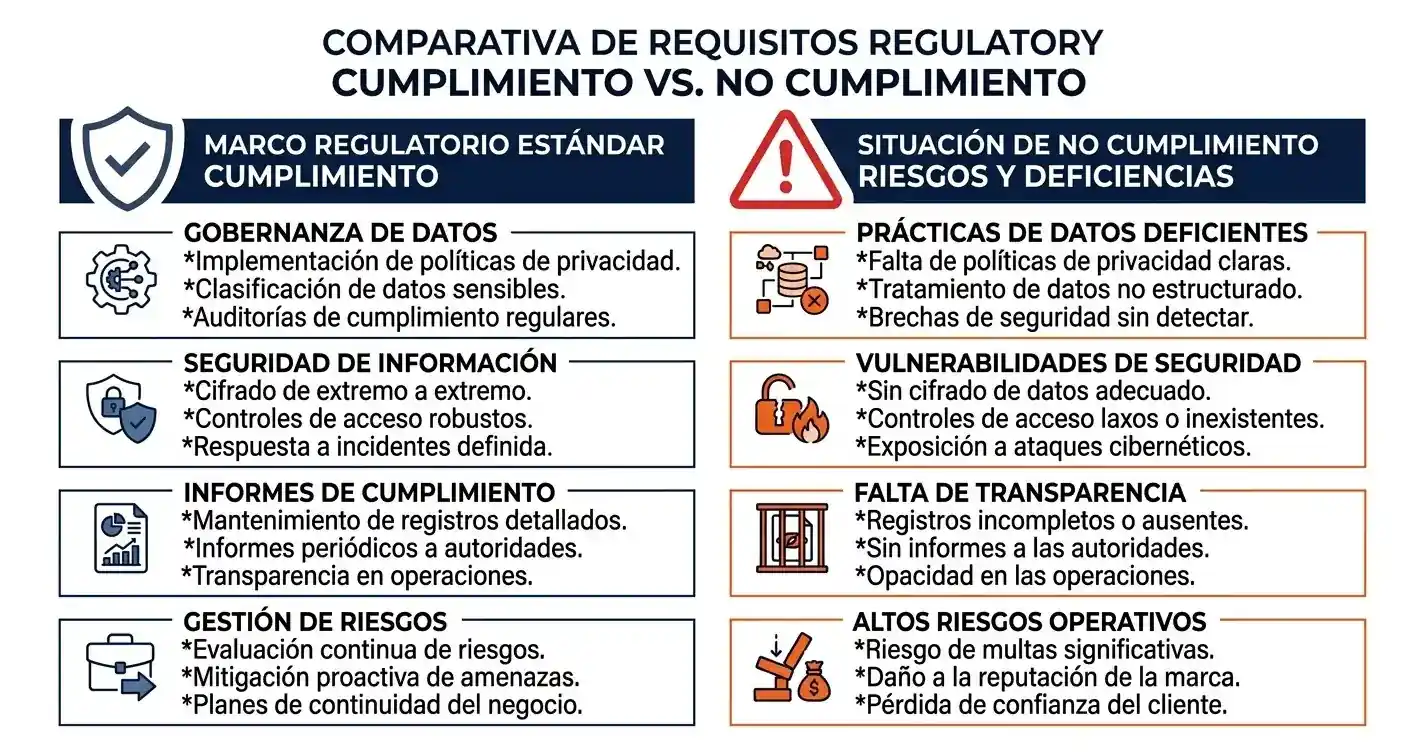 Diagrama comparativo de dos columnas mostrando requisitos regulatorios Gibraltar versus DGOJ España