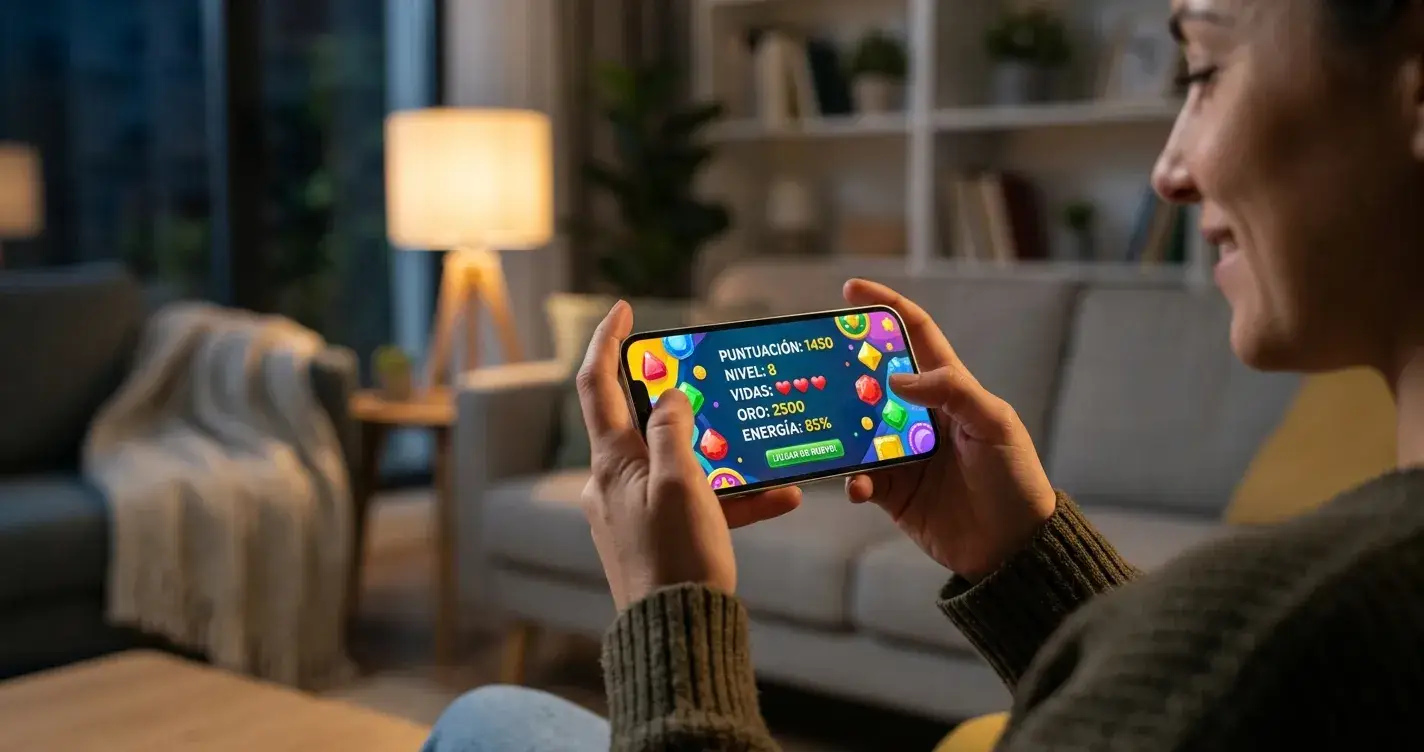 Persona jugando a casino en smartphone con interfaz de pago moderna
