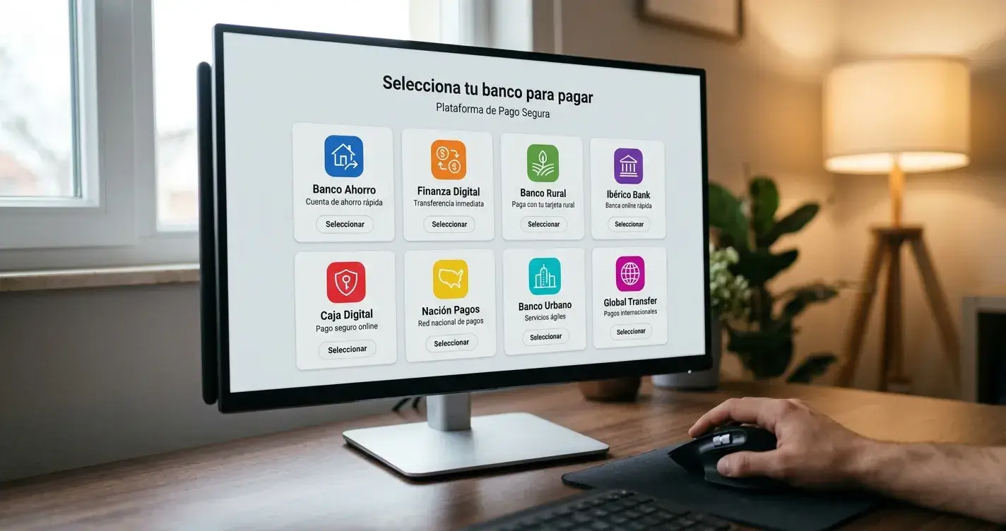 Interfaz de selección de banco español en plataforma Klarna para depósito en casino