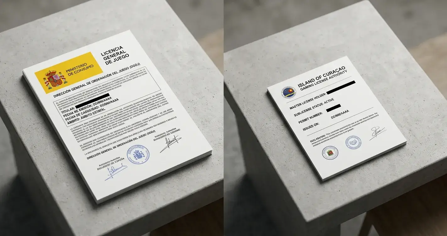 Comparación visual entre licencia DGOJ y licencia offshore Curaçao