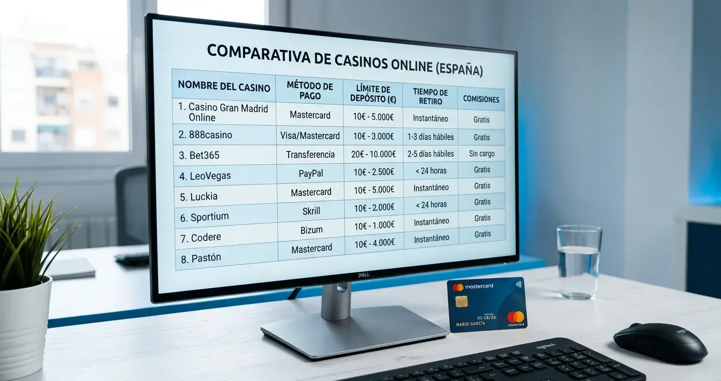 Tabla comparativa de límites de depósito y tiempos de retirada en casinos españoles