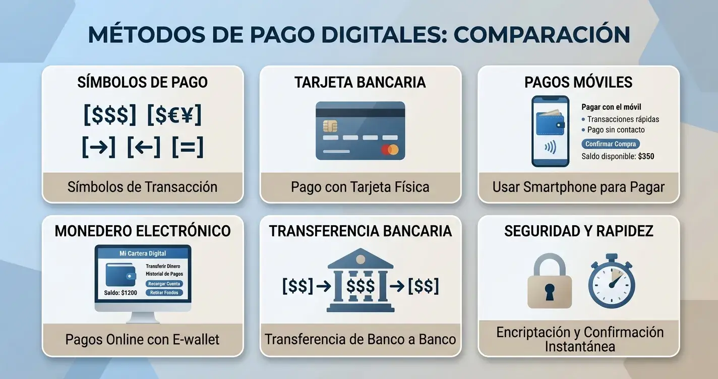 Comparativa de métodos de pago en casino con tarjetas, monederos y transferencia bancaria