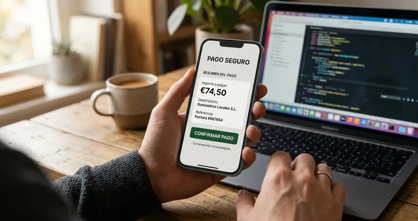 Persona gestionando métodos de pago de un casino online desde el móvil